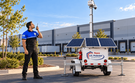Guard checking Royce warehouse surveillance trailer (1)