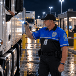 Nighttime Truck Inspection Checkpoint