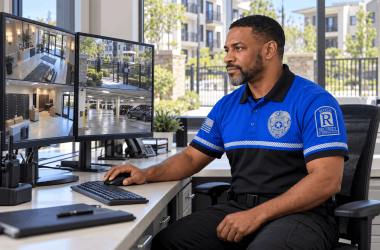 Residential security officer monitoring community CCTV (1)