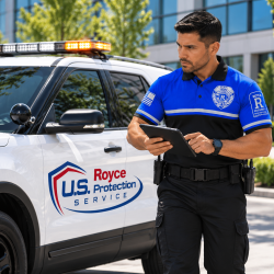 Security Guard Patrolling Corporate Campus