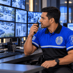 Security Officer Monitoring CCTV Control Room