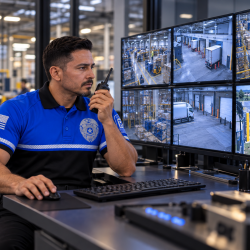 Security Officer Monitoring Industrial CCTV