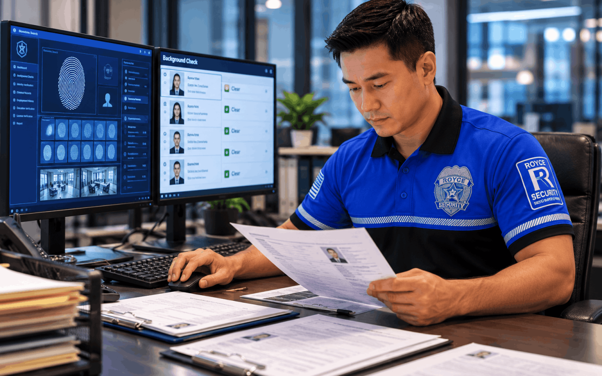 Security Officer Reviewing Background Checks